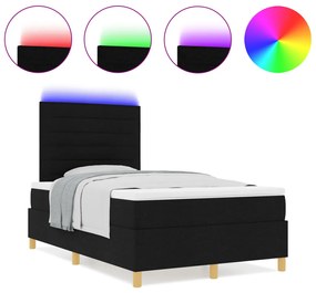 Box Spring Ágy ágybetéttel és LED fekete 120x200 cm szövet