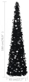fekete pop-up PET műkarácsonyfa 180 cm