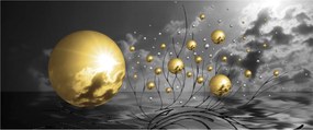 Okker gömbök képe (120x50 cm)