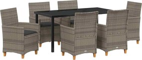 vidaXL Kert étkező szett 7 pcs Szürke polirattan