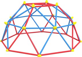 Outsunny Geometrikus Mászó Dóm Játszótér 3-8 Éveseknek UV-Allenálló Fémváz 180 kg Terhelhetőségű Kerthez Teraszra Ø183x90 cm Piros és Kék | Aosom