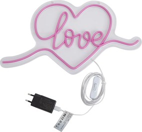 Neon fali lámpa rózsaszín LED-del - Love