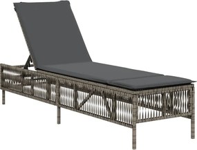 vidaXL szürke polyrattan napozóágy párnával