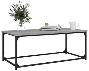Szürke sonoma szerelt fa és vas dohányzóasztal 102 x 50 x 40 cm