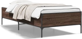vidaXL barna tölgyszínű szerelt fa és fém ágykeret 100 x 200 cm