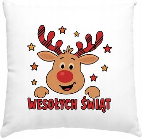Mikulás párna rénszarvassal, fehér