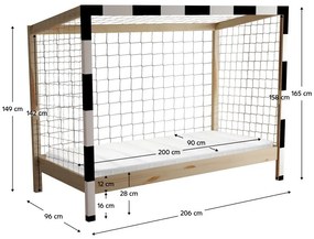 Gyerekágy  90 cm Facilmente (természetes + fehér + fekete) (ágyráccsal)  (tárolóhellyel). 1116345
