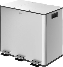 HOMCOM Konyhai Szemetes 3 Rekesszel 3x15L Rozsdamentes Acél Konyhai Hulladékgyűjtő Soft-Close Fedéllel és Kivehető Belső Vel a Hulladék Ételmaradékok