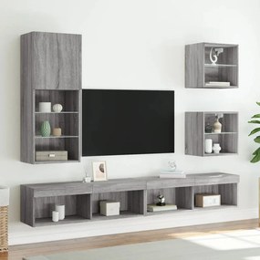 szürke sonoma színű TV-szekrény LED-lámpákkal 40,5x30x102 cm