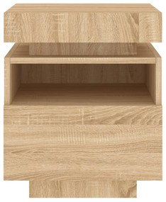 2 db sonoma tölgy éjjeliszekrény LED-fényekkel 40x39x48,5 cm