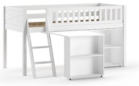 Fehér magasított borovi fenyő gyerekágy tárolóhellyel 90x200 cm SCOTT – Vipack