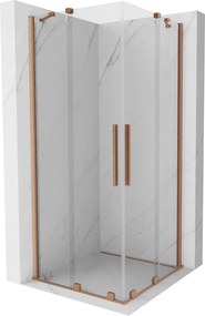 Mexen Velar Duo, zuhanykabin tolóajtóval 90 (ajtó) x 90 (ajtó) cm, 8mm átlátszó üveg, réz matt profil, 871-090-090-02-65