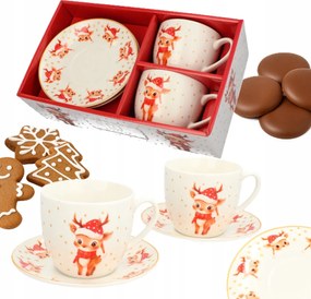 Livello Ünnepi Készlet 2 db Porcelán Csésze 250 ml Csészealj 14 cm RÉNszarvas