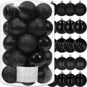 Karácsonyfadíszek Karácsonyfára Fekete Díszek Dekoráció 6 CM 20 Db-os Szett MIX