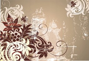 Fotótapéta Bézs Virágok Grunge Levelek Vinyl absztrakt 254x184 +ragasztó