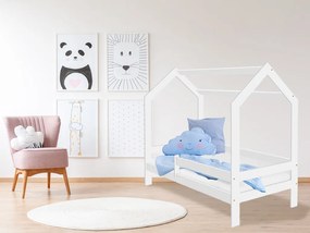 Gyerekágy HÁZIKÓ D3 fehér 80 x 160 cm Ágyrács: Ágyrács nélkül, Matrac: COCO 10 cm matrac, Ágy alatti tárolódoboz: Fehér tárolódoboz