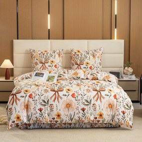 Mikroszálas ágyneműhuzat FLORAL RIBBON krémszínű Ágyneműhuzat mérete: 2 db 70 x 90 cm | 200 x 220 cm