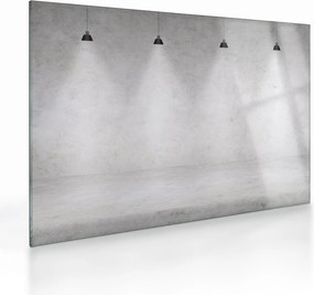 Üveg kép - Betonfal fényekkel (70x50 cm)