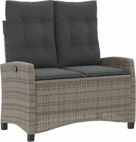 vidaXL szürke polyrattan dönthető kerti pad párnával