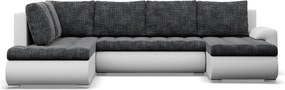 Tokio U sarokkanapé, 3 ágyneműtartóval, fonott + műbőr, baloldali, sötétszürke - fehér
