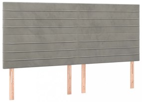 4 db világosszürke bársony fejtámla 80 x 5 x 78/88 cm