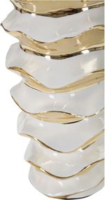 Fehér-aranyszínű kerámia asztali lámpa textil búrával (magasság 53 cm) Glam Space – Mauro Ferretti