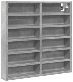 betonszürke szerelt fa vitrinszekrény 60 x 8,5 x 58 cm