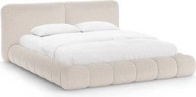 Bézs kárpitozott ágyneműtartós franciaágy ágyráccsal 200x200 cm Solange – Micadoni