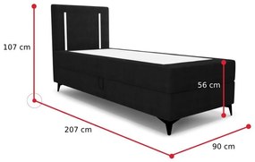 LONO comfort kárpitozott boxspring ágy, 90x200, curio 80, jobb