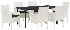 Kert étkező szett párnával 7 pcs Fehér Poli rattan