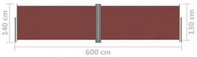 barna behúzható oldalsó napellenző 140 x 600 cm