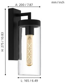 Eglo 97261 - kültéri fali lámpa BOVOLONE 1xE27/60W/230V