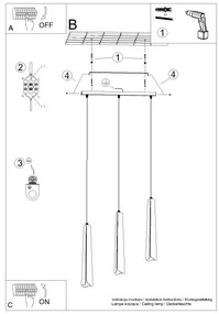 Sollux SL.1399 - Csillár zsinóron PRYSM 3xG9/8W/230V fehér
