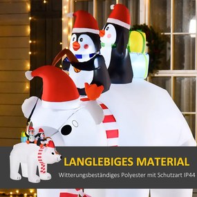 Önfelfújó jegesmedve és pingvinek, LED világítással, felfújóval, 206cm magas