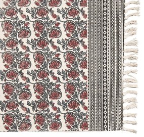 Pamut szőnyeg - 70x120 cm - piros virág mintás