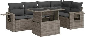 vidaXL 6 részes szürke polyrattan kerti ülőgarnitúra párnákkal
