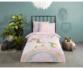 Rózsaszín egyszemélyes pamut gyerek ágyneműhuzat 140x200 cm Unisweet – Good Morning