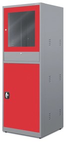 Ipari számítógépes szekrény STEVE, 640 x 1750 x 630 mm, antracit-piros