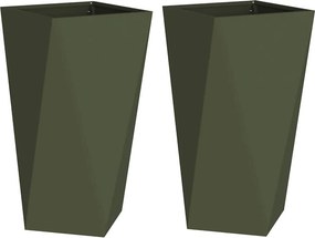 vidaXL Növénytartó 2 pcs Olajzöld 40 x 40 x 75 cm Acél