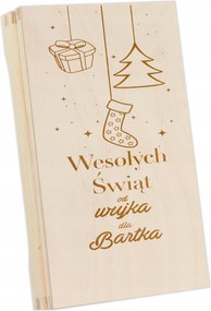 Mikulás Karácsonyi Ajándék Fából készült doboz pénz utalvány Név Gravírozás