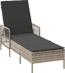 vidaXL Napozó Világosszürke és Sötétszürke 55 x 200 x 92 cm polirattan