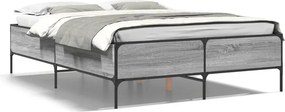 vidaXL szürke sonoma szerelt fa és fém ágykeret 135 x 190 cm