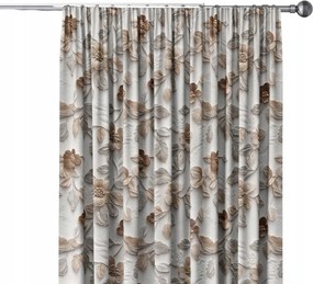 Kész Függöny Szalaggal, Új Minta 145 széles x 345 magas Karamell Bazsarózsa