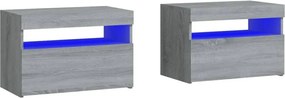 vidaXL 2 db szürke sonoma színű LED-es éjjeliszekrény 60x35x40 cm