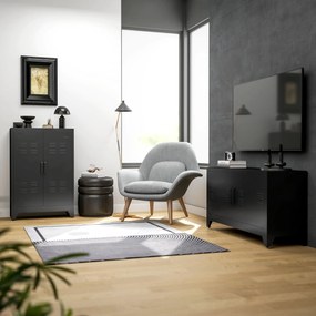 HOMCOM TV Állvány, TV Szekrény, Hidegen Húzott Acél Szerkezet, 2 Szekrény 2 Állítható Polccal, Ipari Dizájn, Televíziós Bútor, Kábelkezelés, 119 x 40