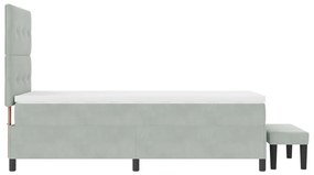 Ágykeret Matrac és Pad Világosszürke 100x200 cm Bársony