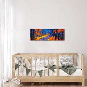 Egy őszi erdő képe (órával) (90x30 cm)