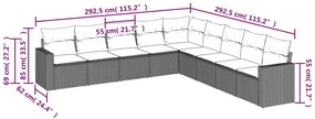 9 részes szürke polyrattan kerti ülőgarnitúra párnákkal
