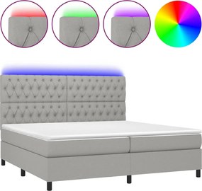 vidaXL világosszürke szövet rugós és LED-es ágy matraccal 200x200 cm