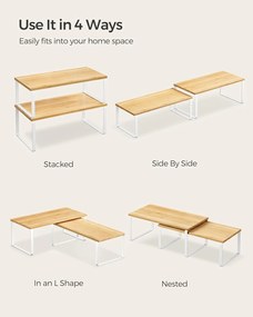 Bővíthető fűszertartó szekrénypolc rendező, 2 darabos, felhőfehér-bézs